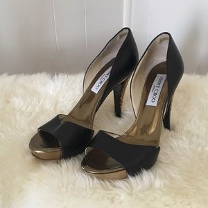 Jimmy Choo Black and Gold Platform Heels Size 39